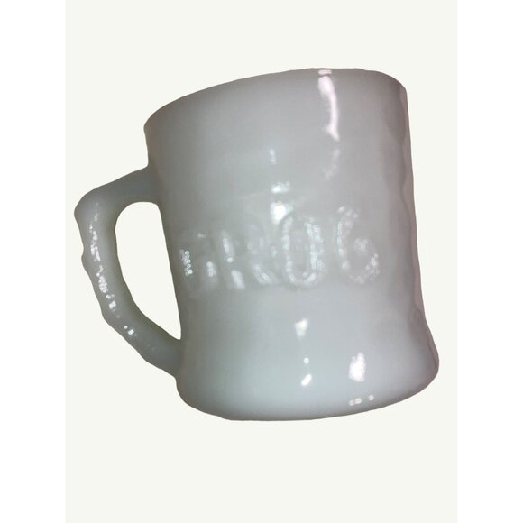 Grog White Milk Glass Mug 1970's BC Comics Johnny Hart Caveman Cup Vintage - Picture 4 of 9